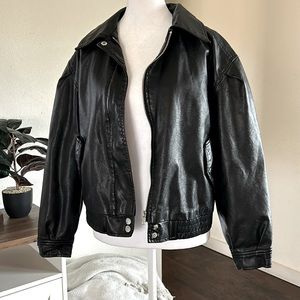Faux leather bomber
